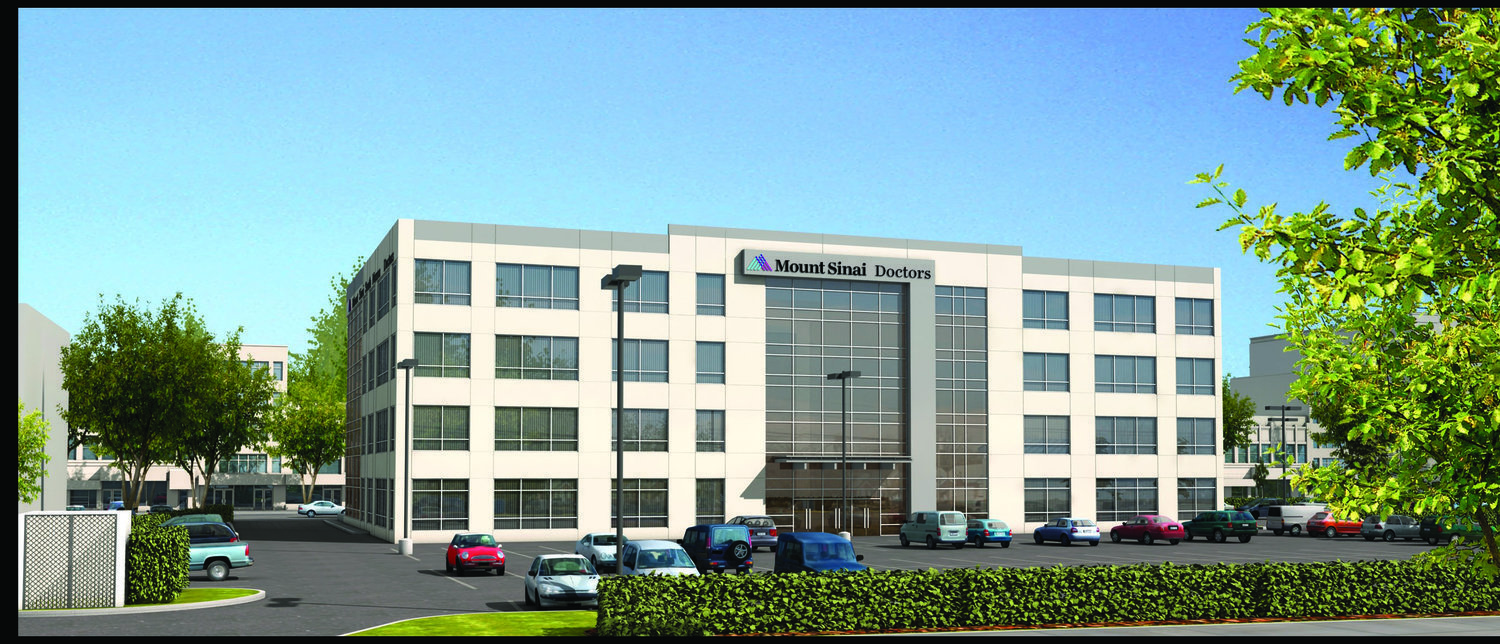 An architect’s rendering of Mount Sinai South Nassau’s proposed 60,000-square-foot facility on Wantagh Avenue intended to provide ‘one-stop’ medical services for the larger community. It’s fate now rests with the Town of Hempstead Board of Appeals.