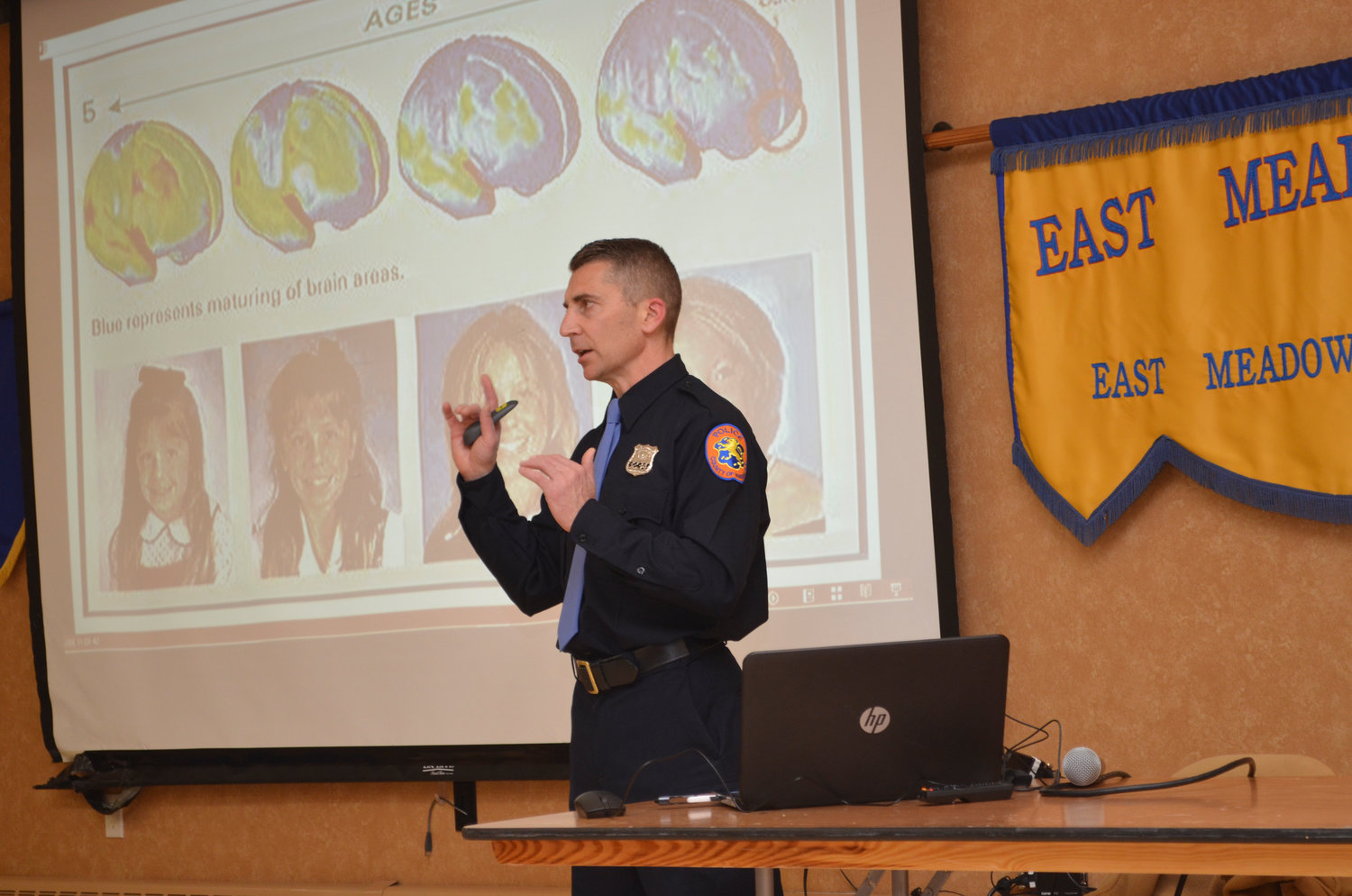 Police Officer John Obert-Thorn led the discussion on drugs and how to stay safe on April 28.