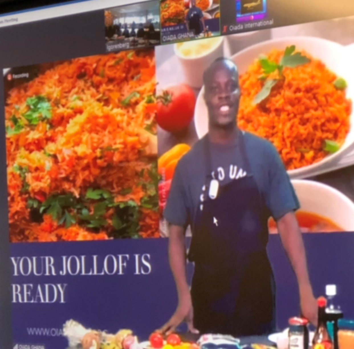 A Ghananian chef demonstrated the cooking of jollof, a rice dish, to Turtle Hook students.