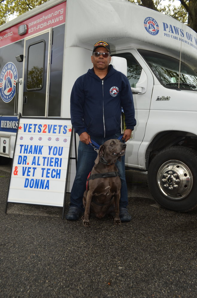 John Barnett and his dog Blue were ready to go after getting checked out.