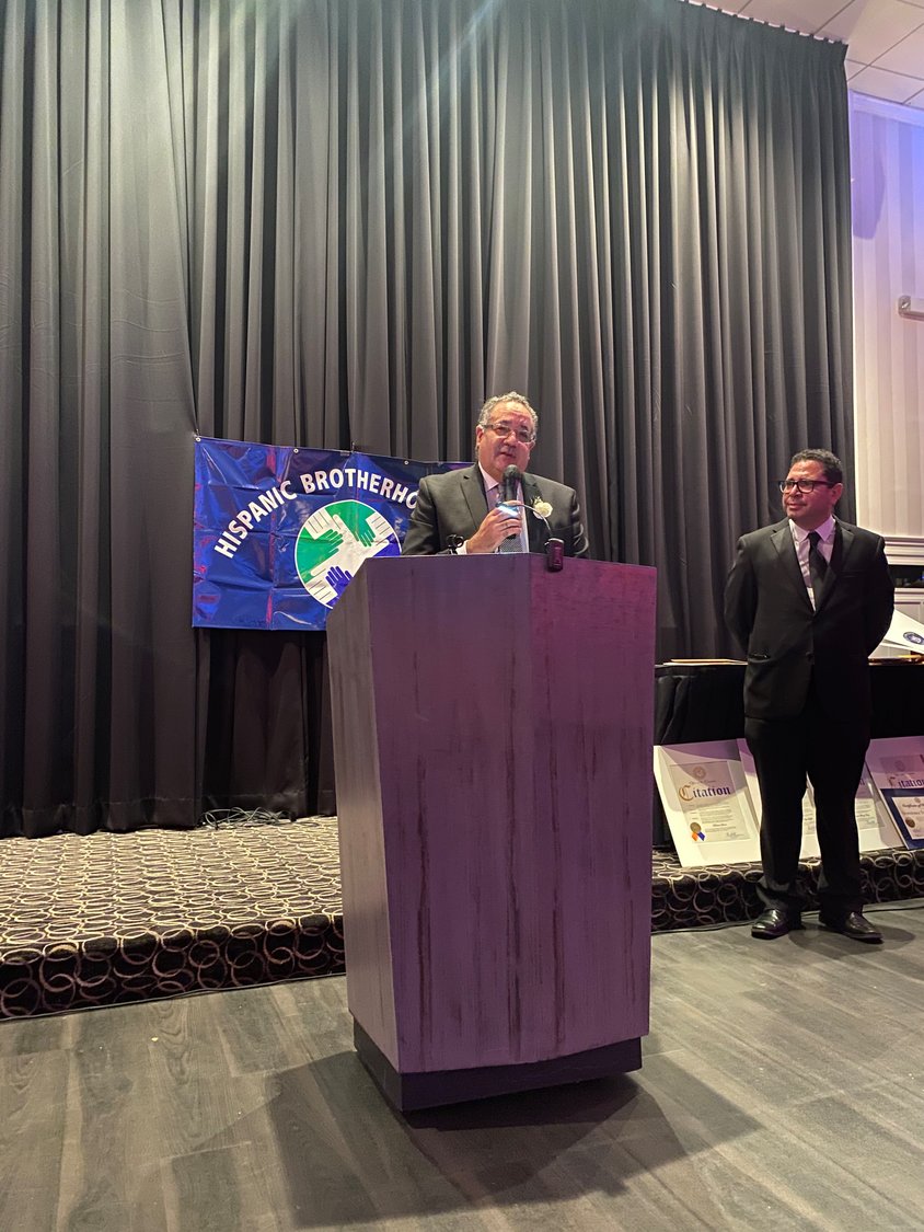 Mercy Hospital’s chief of cardiology, Dr. Thierry Duchatellier, spoke and was honored at the brotherhood’s annual scholarship dinner on May 5.