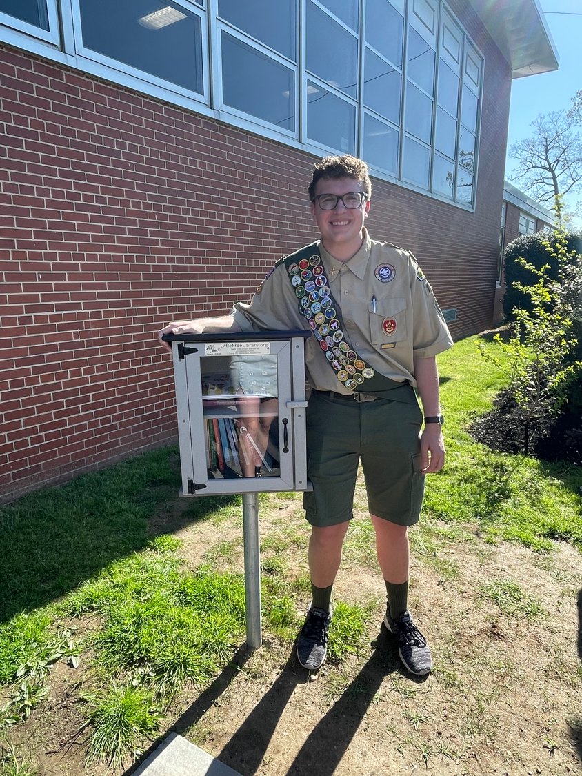 For his Eagle project, Christopher Dubon, of North Bellmore, built an outdoor library at Martin Avenue Elementary School.