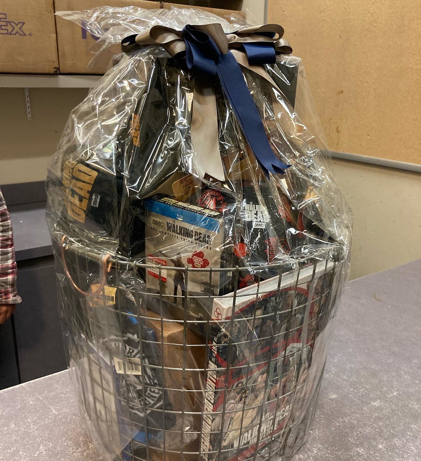 a basket with items from the AMC series “The Walking Dead” will also be raffled.