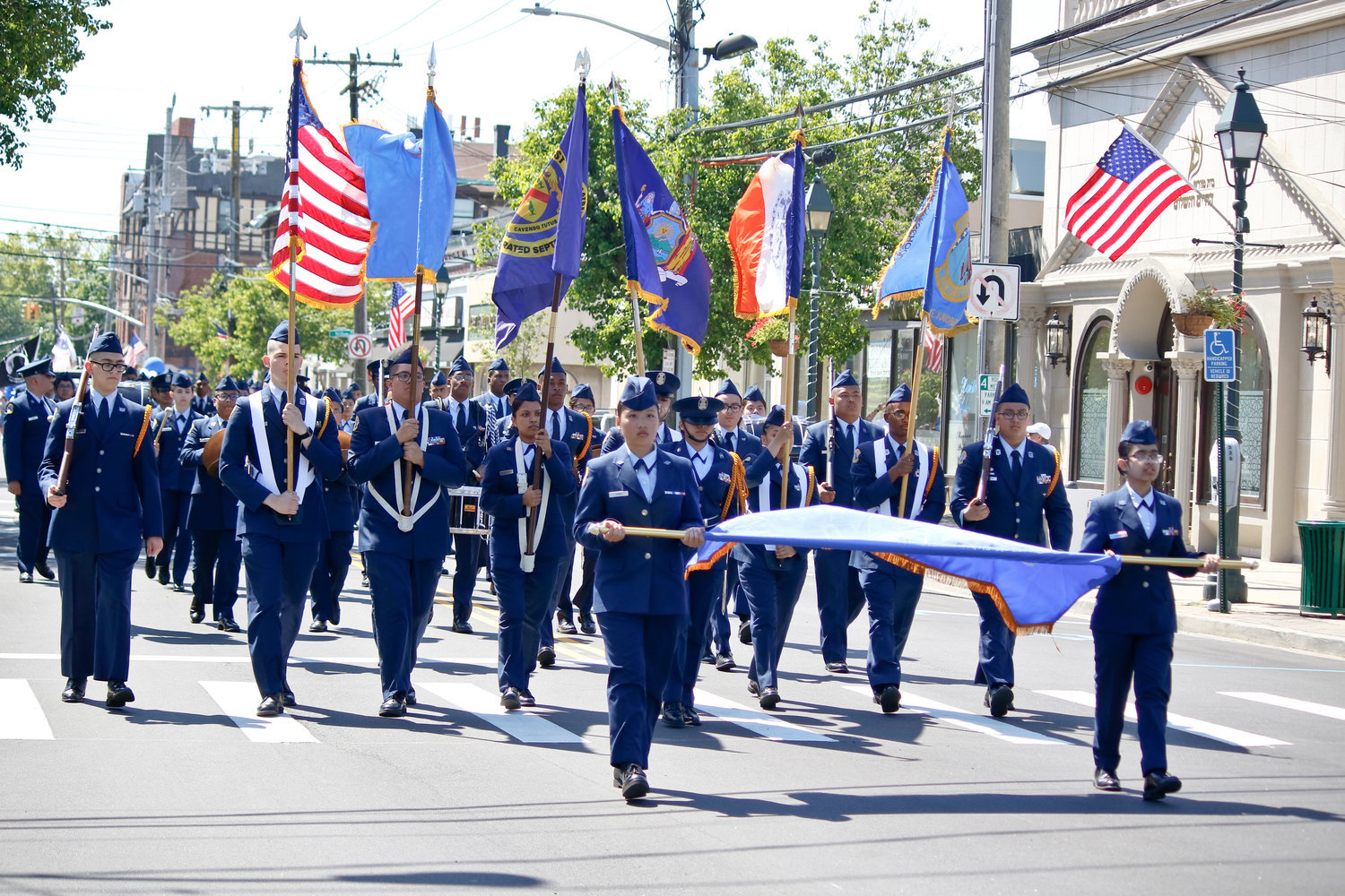 Three Memorial Day parades will take place in the Five Towns on May 29 and May 30. Above, the 2019 Lawrence-Cedarhurst parade and the Aviation High School Air Force JROTC.