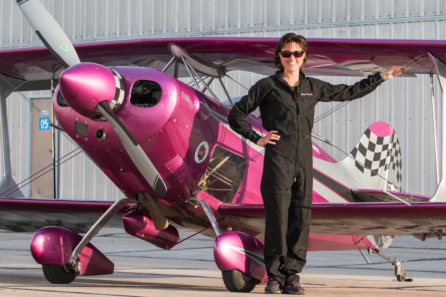 Jessy Panzer has done many air shows before, but will fly in the Bethpage Air Show for just the second time — and her first time back in her single-seat pink airplane.
