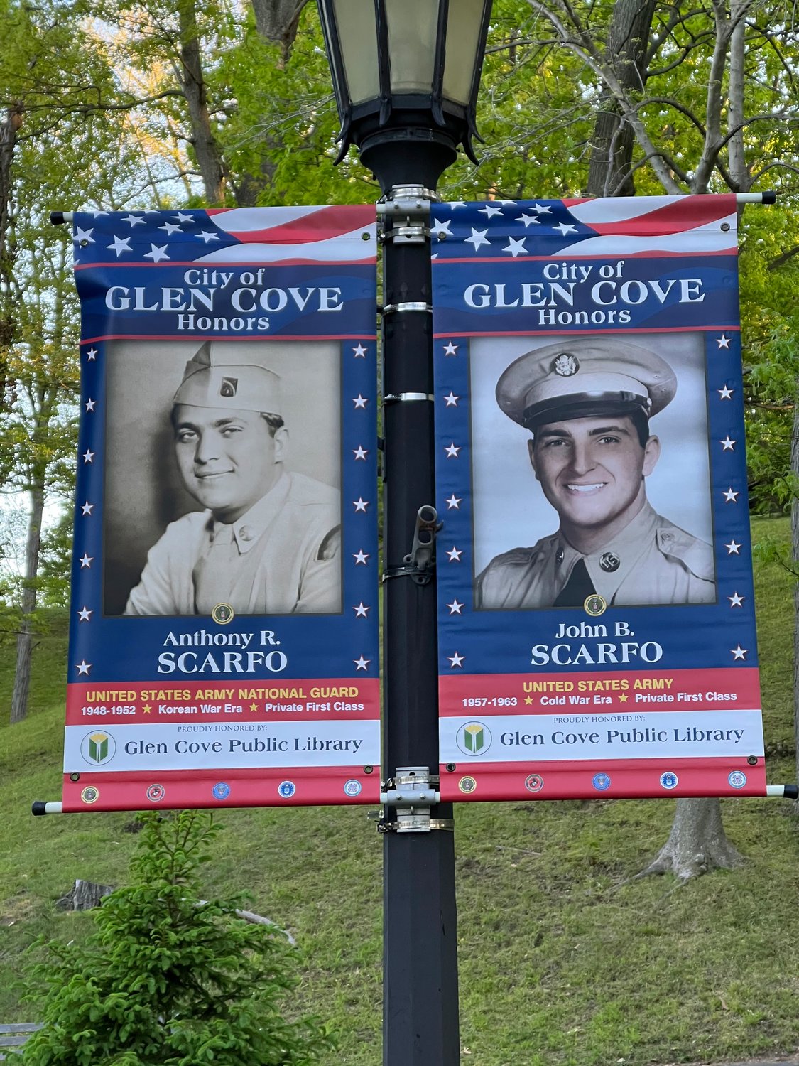 The Scarfo family, of Glen Cove, has banners dedicated to the late brothers Joseph, John and Anthony Scarfo. Anthony’s and John’s are hanging next to each other.