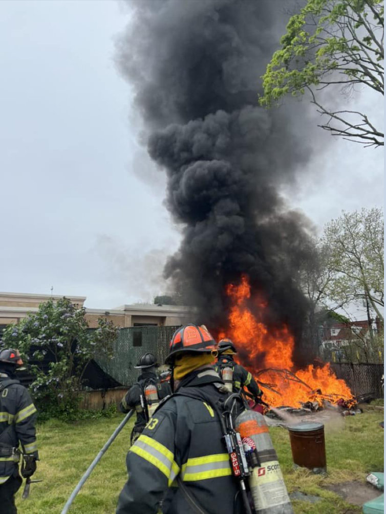 V.S. firefighters doused a shed that had caught aflame on Bayview Avenue.