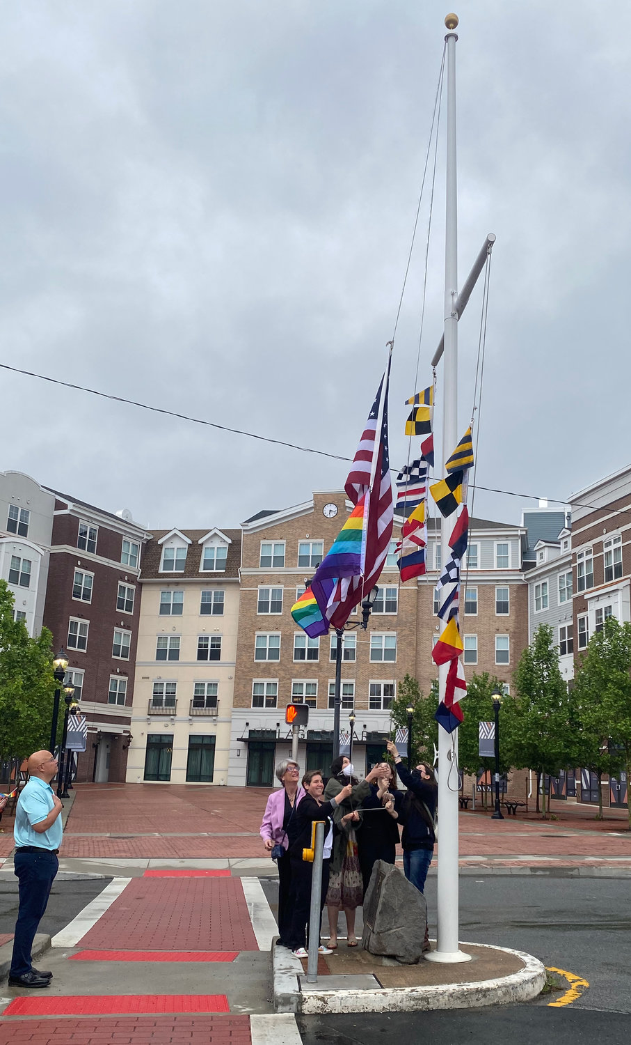 Councilwoman Silverman led the raising of the LGBTQ flag on School Street in Glen Cove.