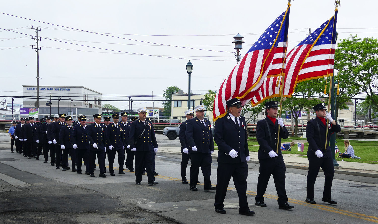 The Island Park Fire Department begins their march in the Memorial Day Parade on May 28th, 2022