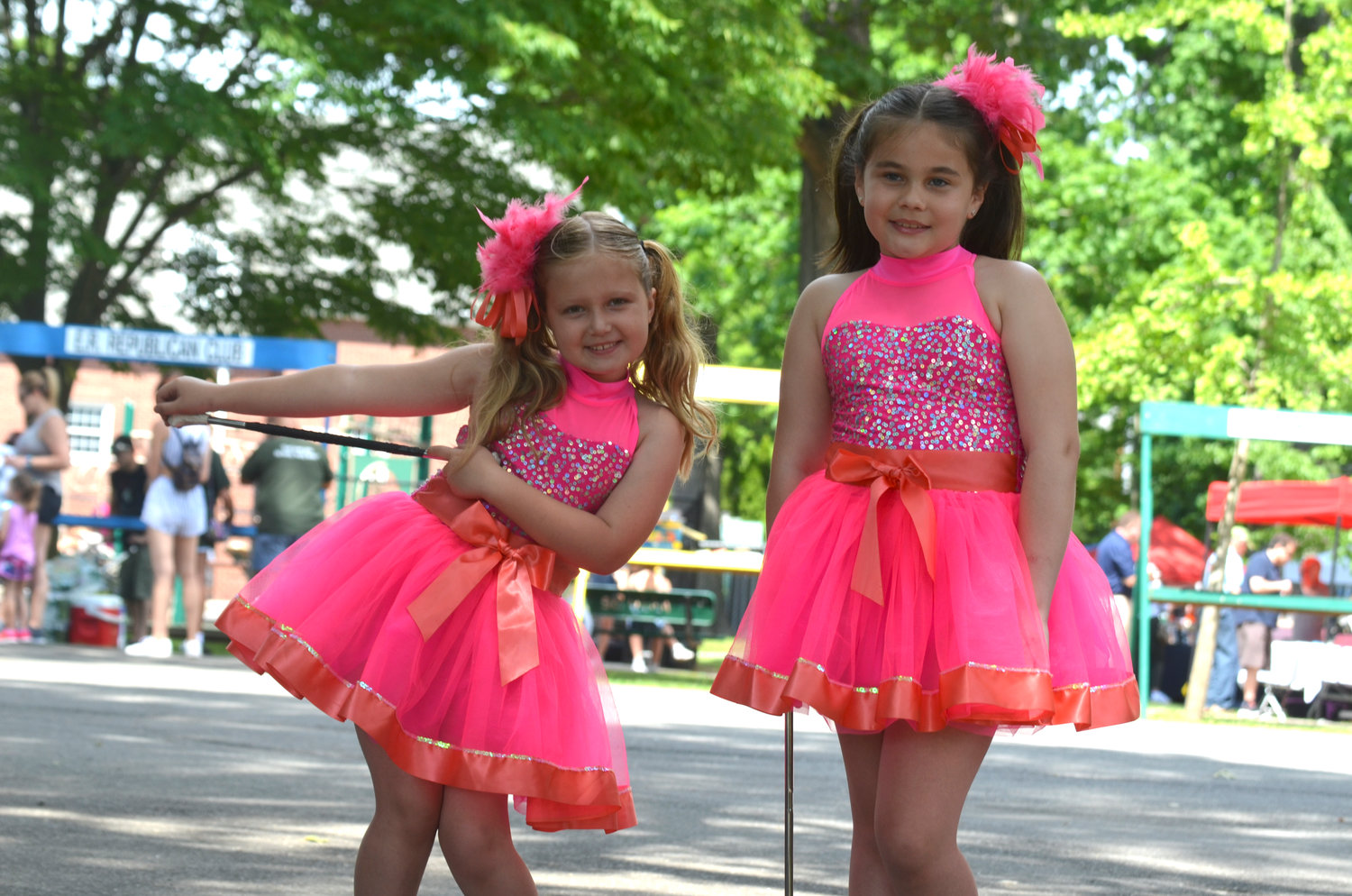 Gabriella Wasek, 7, and Mia Silva, 8, showcased their twirling skills.