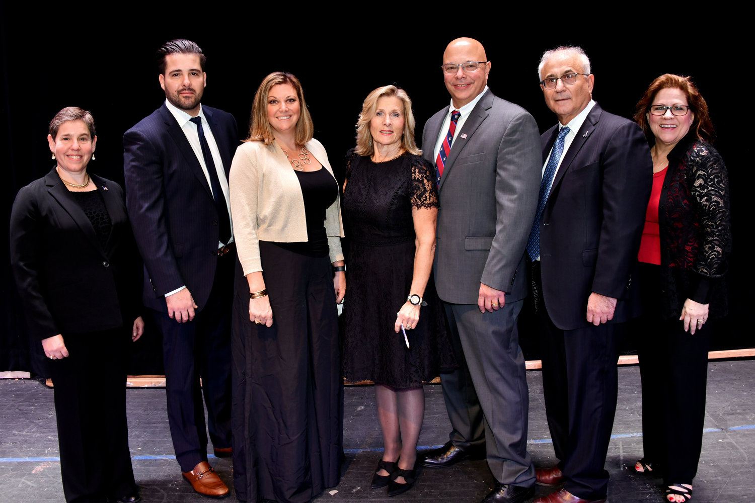 Marsha Silverman, far left, who is in her fifth year as a city councilwoman, works well with her colleagues, she said, including Kevin Maccarone, Danielle Fugazy Scagliola, Mayor Pam Panzenbeck, Jack Mancusi, Joseph Capobianco and Barbara Peebles.