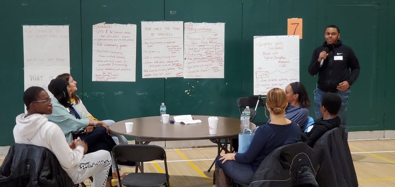 Elmont residents met during 2019 to discuss what changes were necessary at Elmont Road Park, part of the ongoing community advocacy that drove the renovation project.