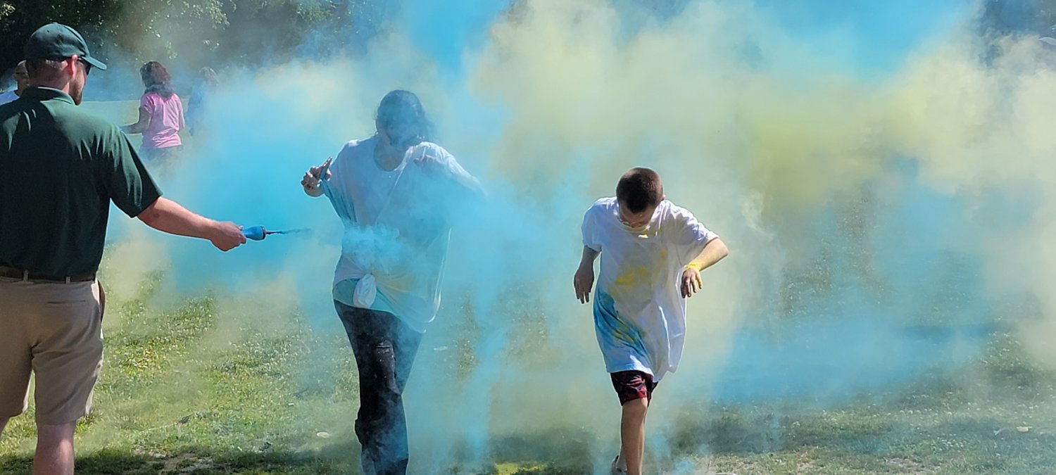 The color run, featuring different brightly colored chalk, was a big hit at Pride Day.