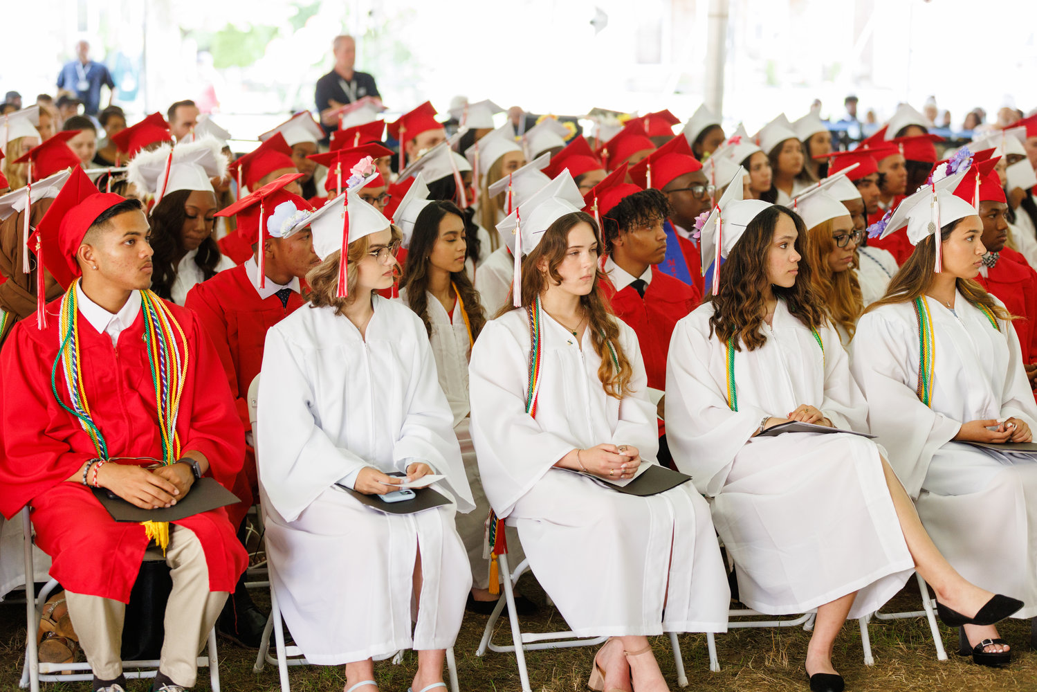 The South High Falcons class of 2022, far left, during their commencement ceremony last week.
