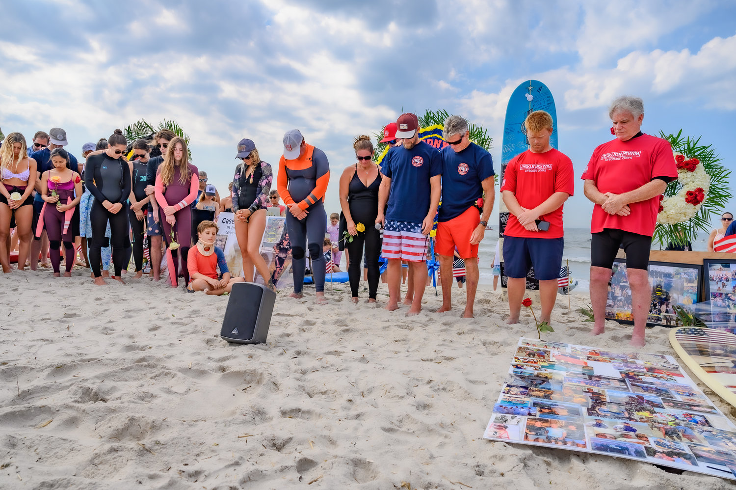 Hundreds of residents, friends and family took part in Sunday’s paddle-out for Casey Skudin.