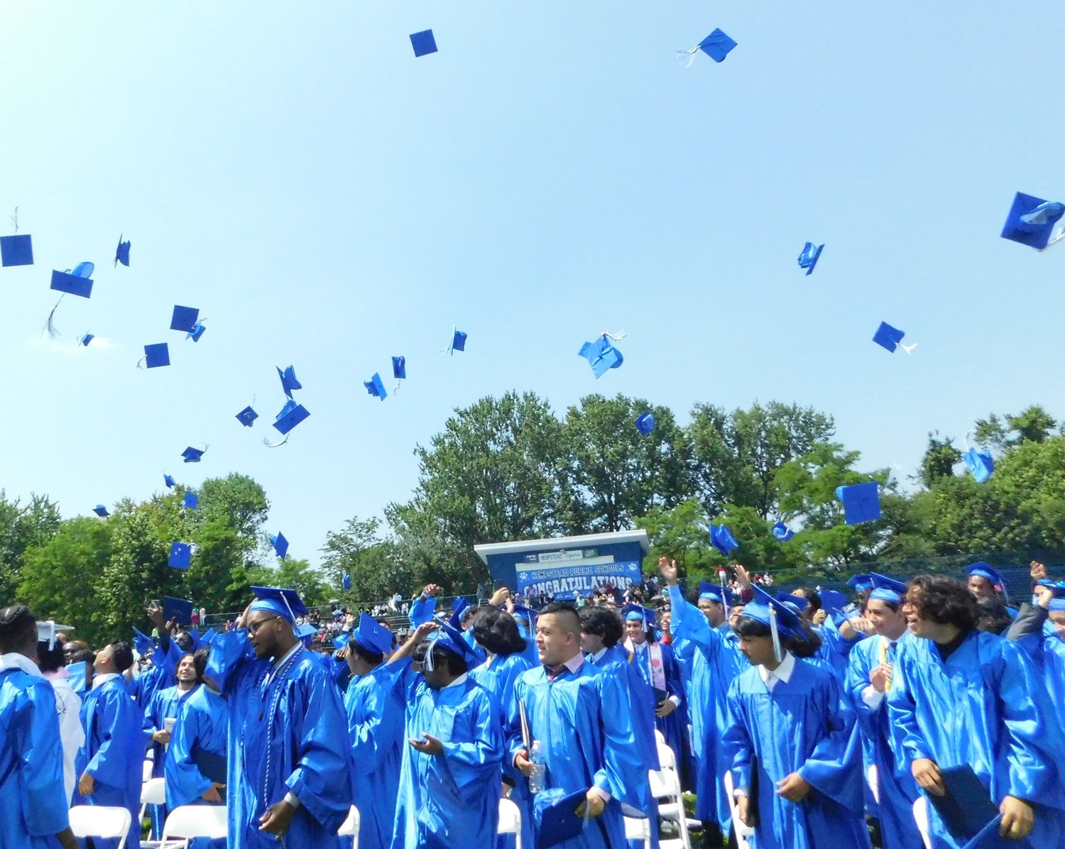 Graduation caps soared skyward as Hempstead High graduates celebrated their achievements and looked toward their futures.