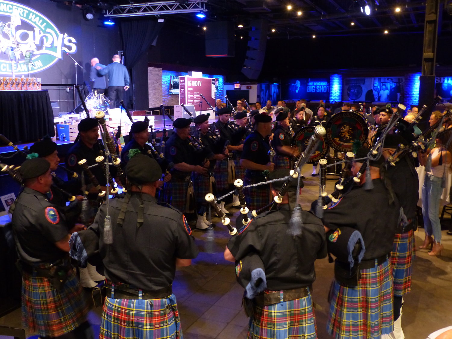 The Nassau Police Department Pipe Band performed “Amazing Grace” to start the ceremony.