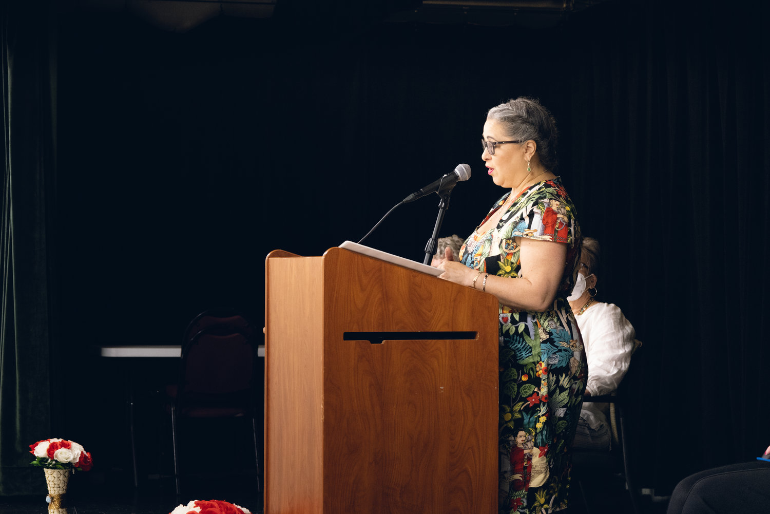 Curci speaking at her affirmation ceremony last month.