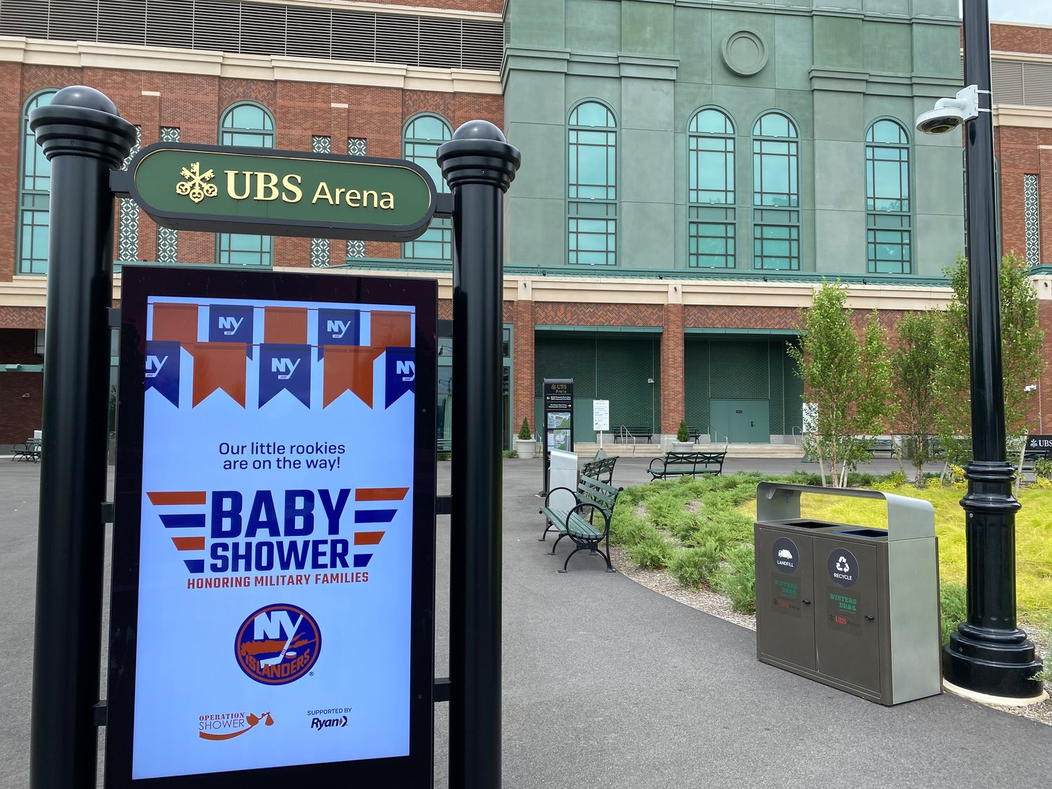 Many newborn children of military couples attended a baby shower at UBS Arena, sponsored by the New York Islanders and the nonprofit Operation Shower.