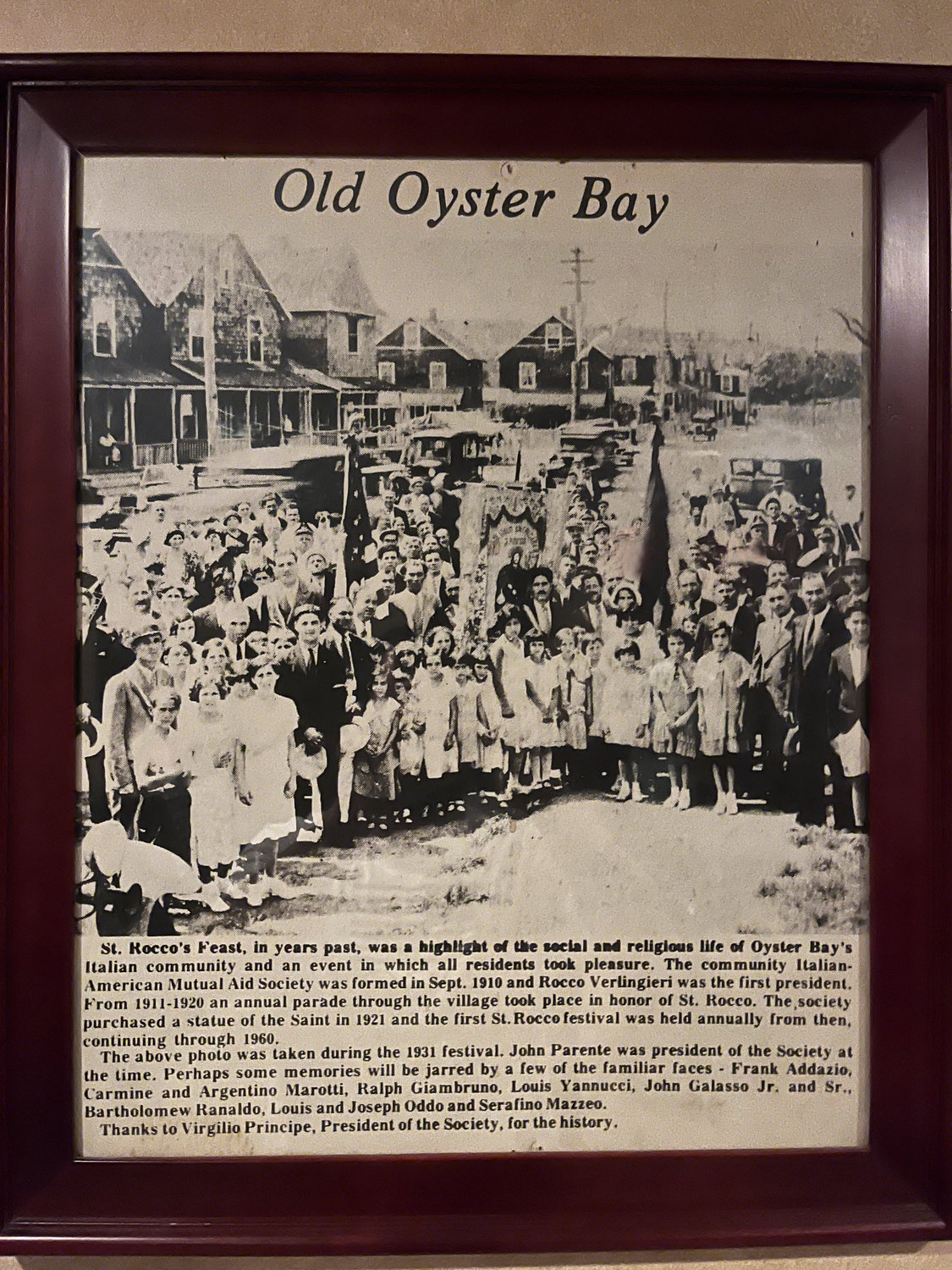 The St. Rocco’s Festival has been held in Oyster Bay for over 100 years. Attendees and organizers gathered in 1931 to mark the event.