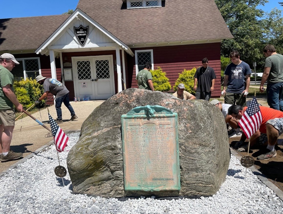 The grounds surrounding the memorial were cleaned earlier this month. Brandon Goldstein worked with his troop, family and friends to create a rock garden, remove garbage, and lay new mulch.