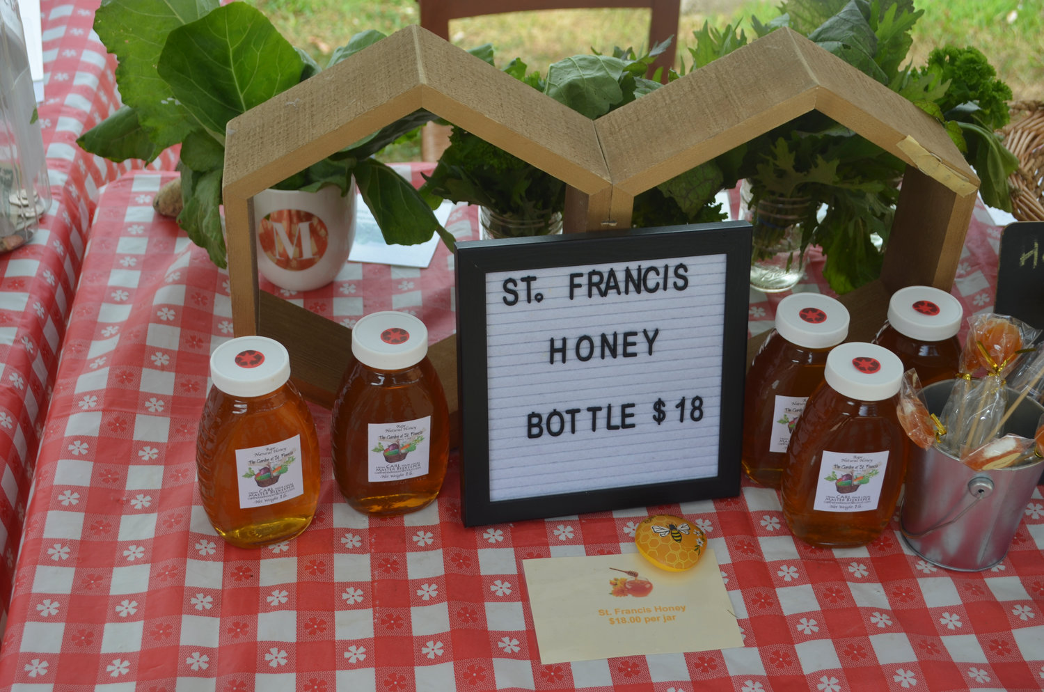 Honey, produced by the garden’s honeybee colony, is sold each week.
