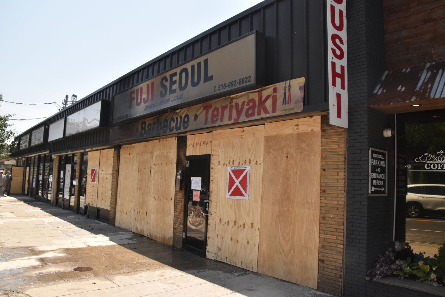 Although the fire was mostly contained to Fuji Seoul, it did spread one storefront south, the Merrick Fire Department said. Other businesses suffered smoke damage.
