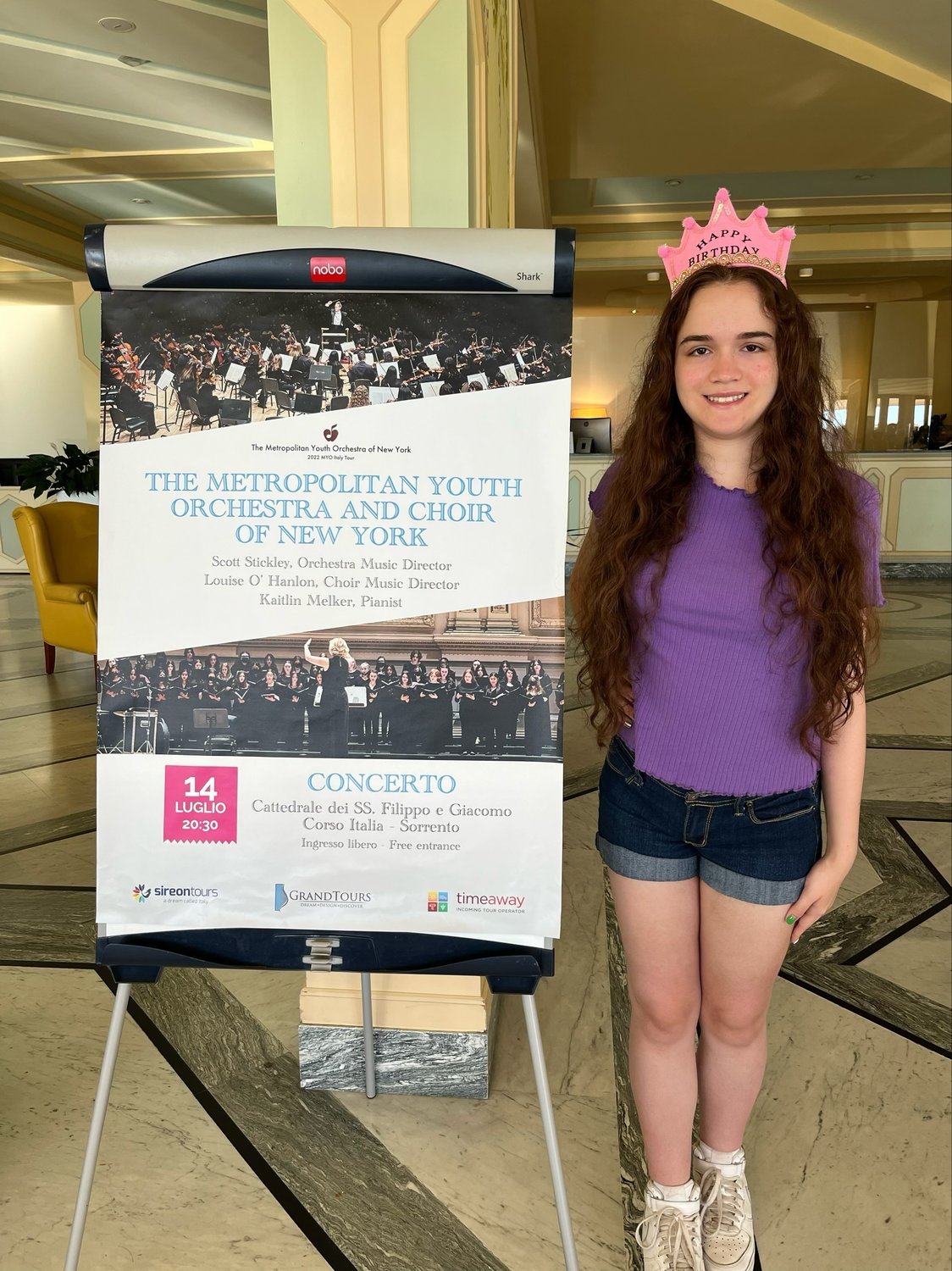 Angelina LaVolpe sang in Sorrento with the Metropolitan Youth Orchestra as she celebrated her 17th birthday.
