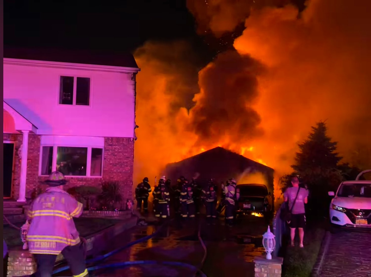 The Lakeview Fire Department was one of 10 fire departments to assist the Franklin Square Munson Fire Department in responding to a garage fire in the late hours of July 13.