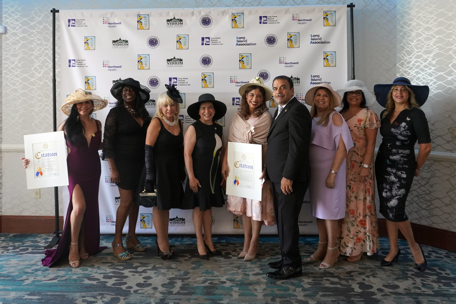 Anna Kaplan, fourth from left, helped honor trailblazing women in the Long Island Hispanic Chamber of Commerce on July 27 at the Crescent Beach Club in Bayville.