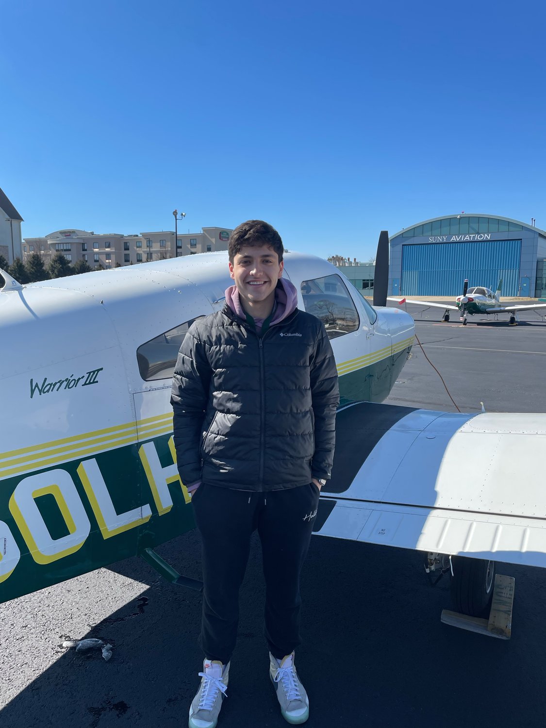 Alessandro Barsallo, a 2021 Wellington C. Mepham High School graduate, is pursuing a degree in professional piloting at Farmingdale State College. Last month he completed his first solo flight.