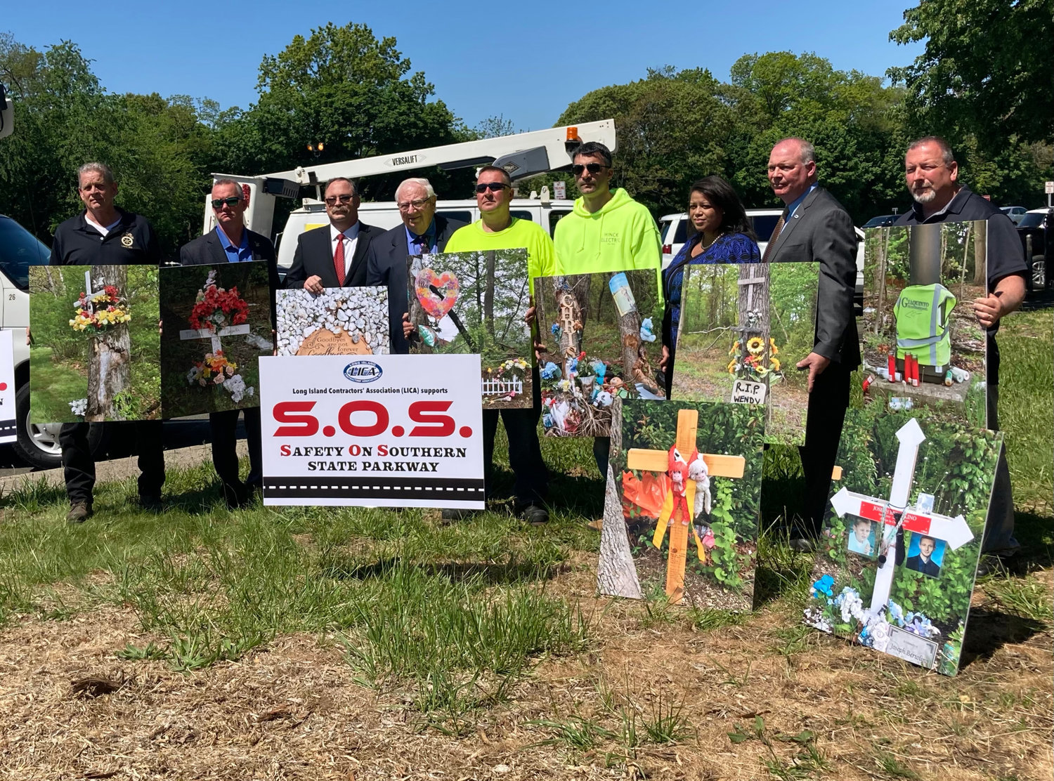 Long Island Contractors Association representatives joined Assemblywoman Michaelle Solages and other officials as part of a demonstration last year remembering those killed in accidents on the Southern State Parkway.