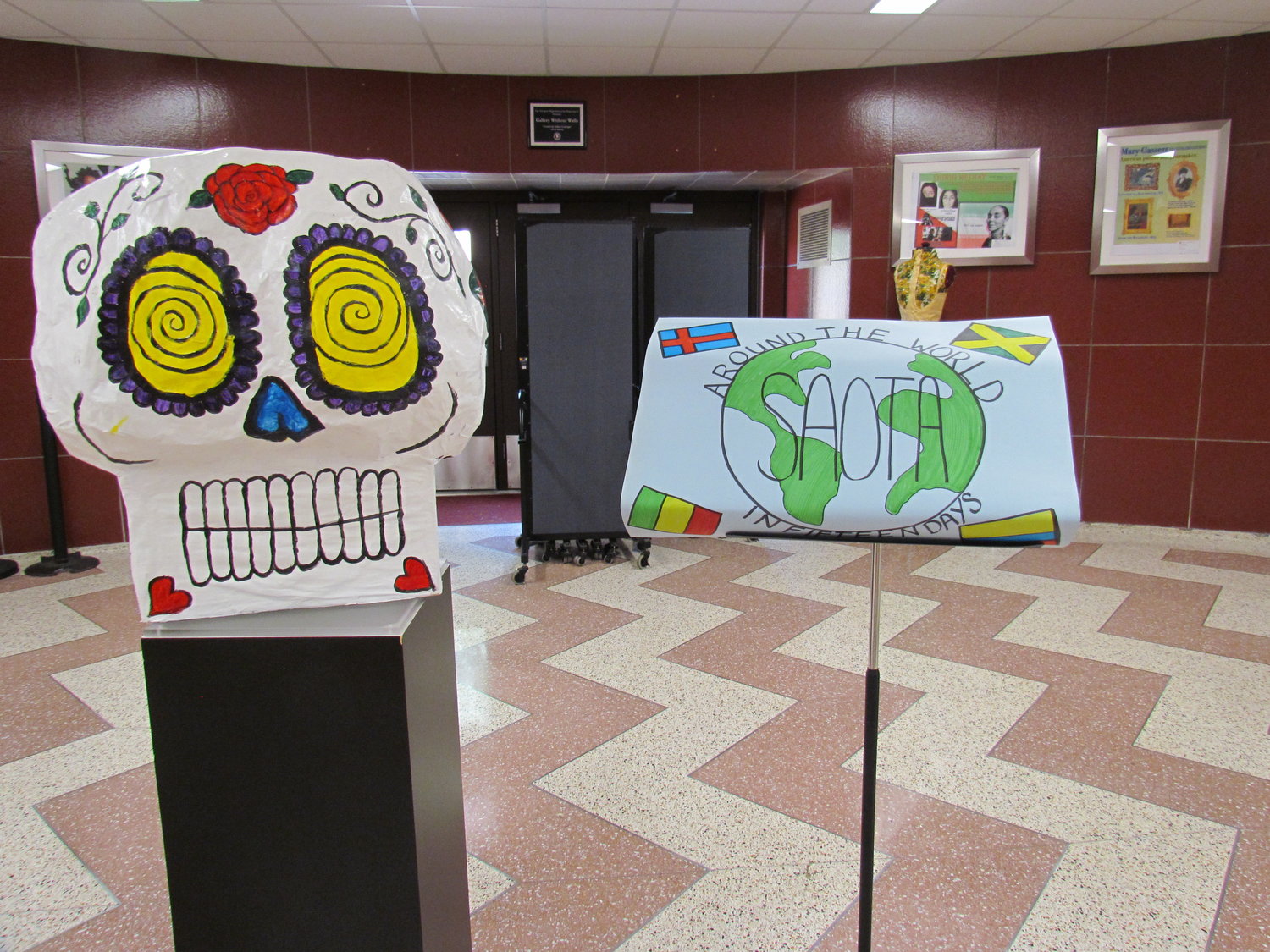 The exhibition of student artwork showcased diverse art forms from numerous cultures worldwide.