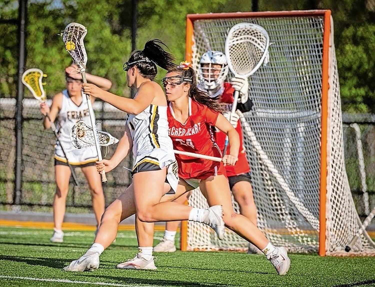 Thanks to her work with a foundation named in memory of Rockville Centre’s own Mary Ruchalski, Sophia Paesano — No. 24 — was awarded the U.S. Lacrosse Jackie Pitts Award soon after she graduated from Sacred Heart Academy.