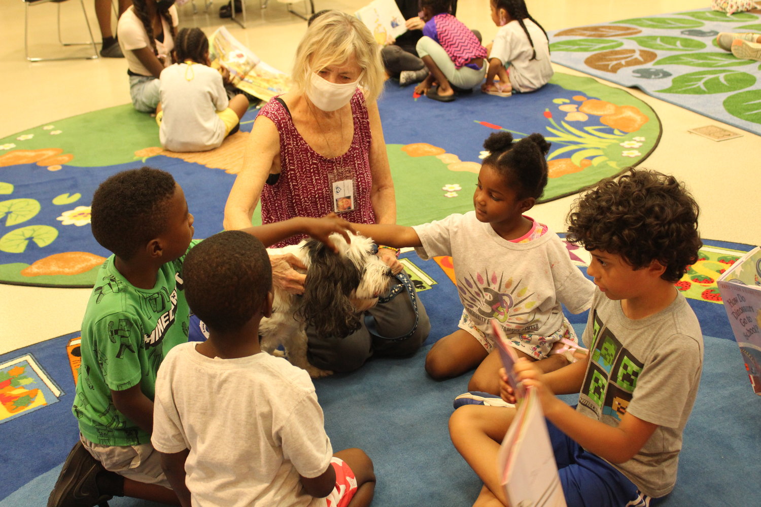 Young readers enjoyed the company of therapy dog Eli at the Baldwin Public Library’s Book Buddies program.