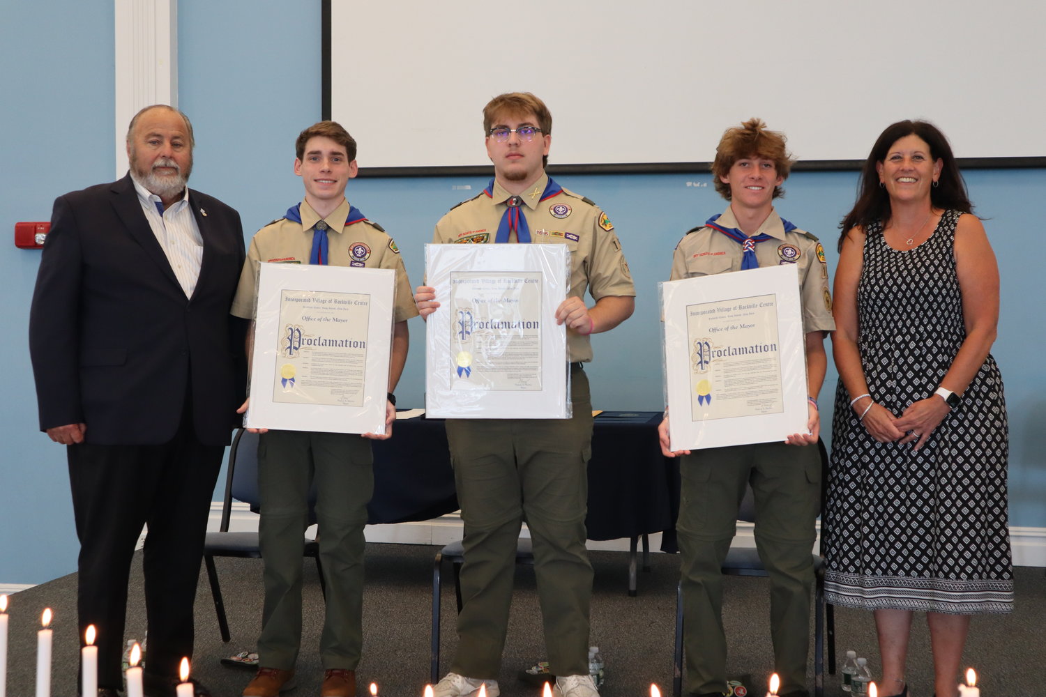 Mayor Francis Murray and Deputy Mayor Kathy Baxley presented the Eagle Scouts with proclamations in recognition of their achievement.