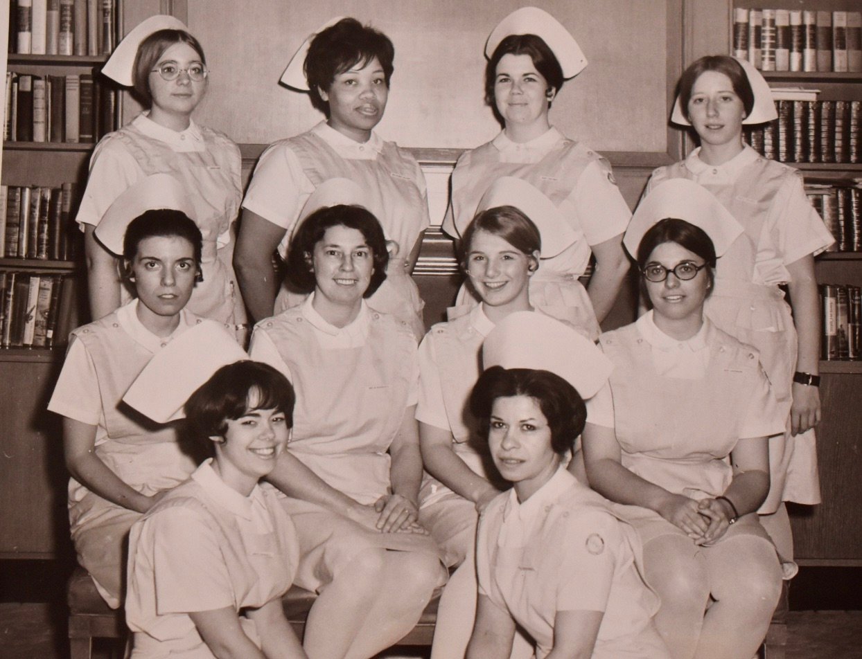 Unlike today, nurses in the 1960s were required to don their caps while working at the hospital.