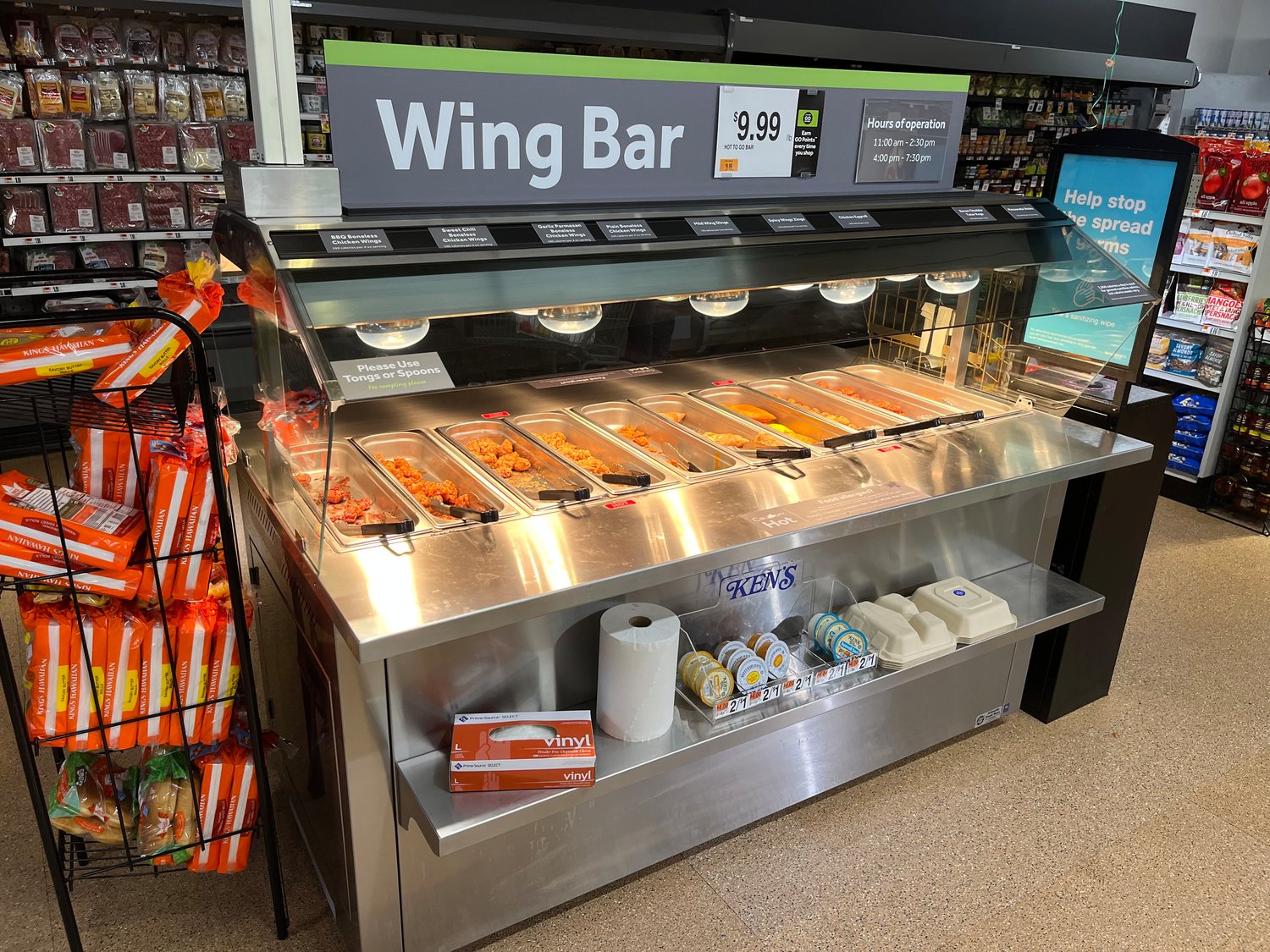 The new wings bar gives shoppers the option to grab a hot snack if they are on the go.