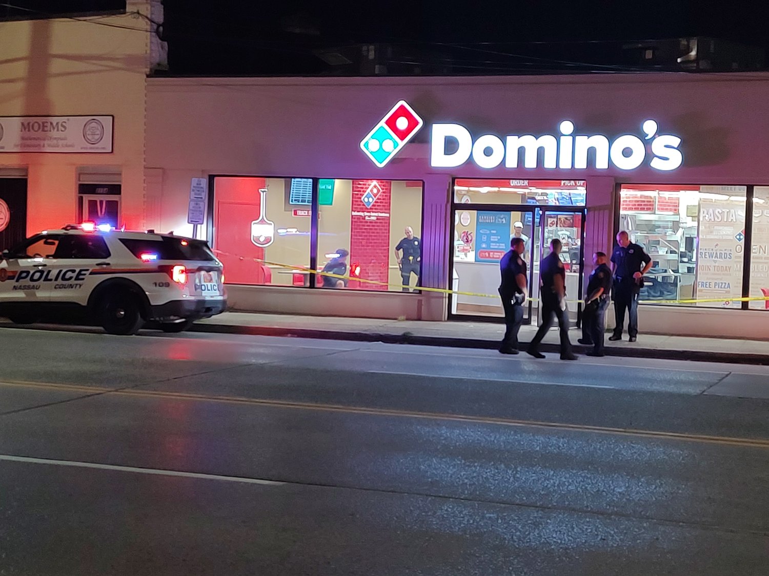 A teenager was stabbed last night at the Domino's Pizza in Bellmore.