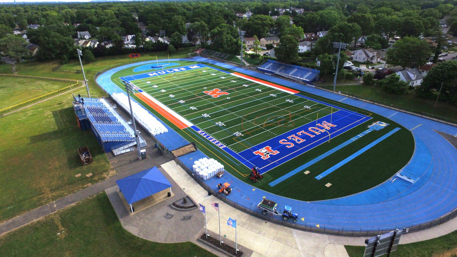 Overhauls to the Malverne Senior High School football field were carried out in May and early June in preparation of the school’s graduation ceremony. Renovations to the track did not begin until late May, and should be completed some time this month.