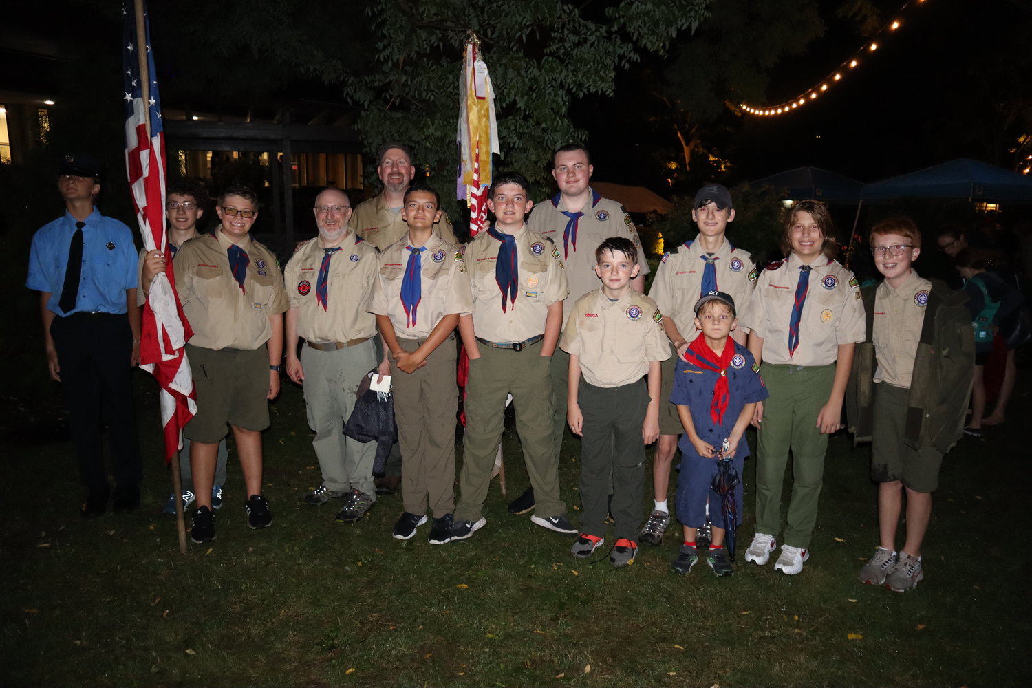 Boy Scout Troop 336 in Lynbrook pitched in to assist in setting up for the 9/11 ceremony on Sunday night.