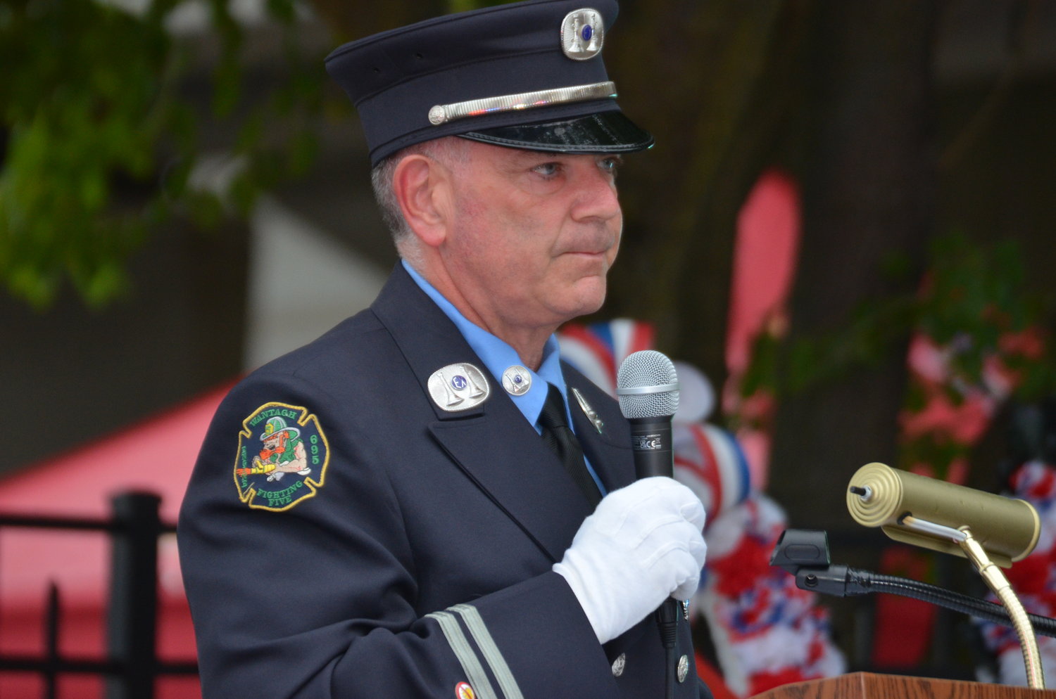 Nassau County Legislator Steve Rhoads, a volunteer firefighter himself in Wantagh, took part in the Merrick ceremony, at the intersection of Sunrise Highway and Merrick Avenue.