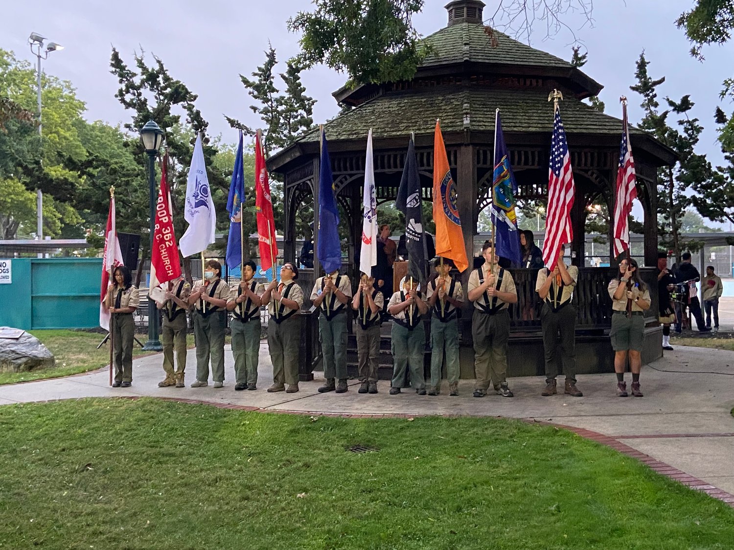 Local Scout’s paid tribute to the lives lost in the terrorist attacks at a memorial hosted by the East Meadow Fire Department on Sept. 11.