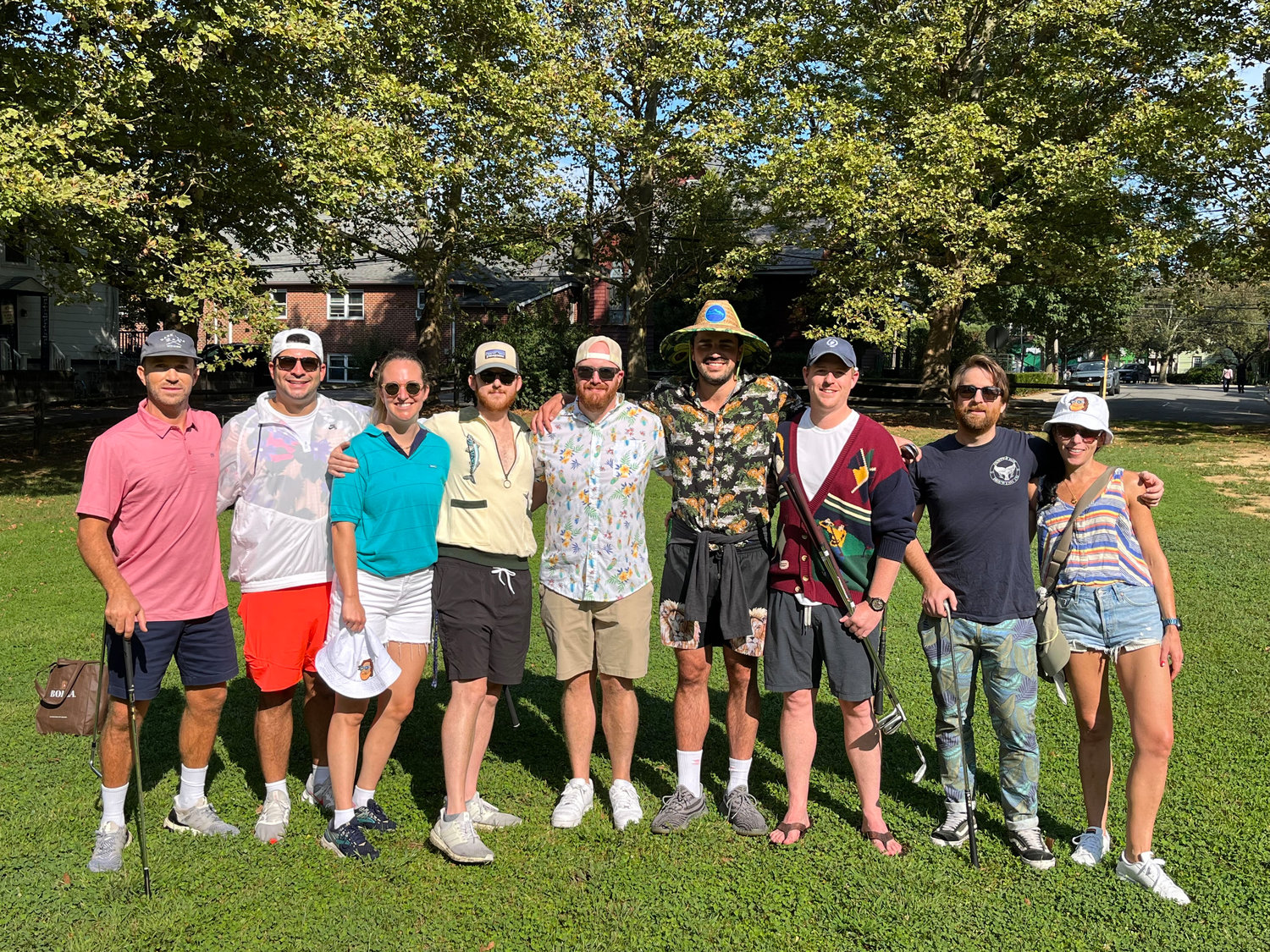 Michael Lennon, fourth from right, and his friends took to the course to play some golf and keep up the event he started some 14 years ago.