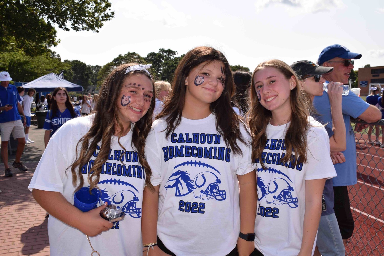 Samantha Shaiken, Holly Dachs and Avery Dujardin showed off their Colts spirit wear.