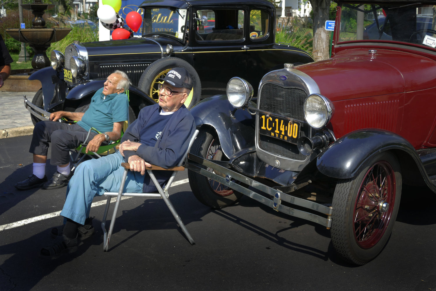 Bob Gunther and Dick Creeron, owners of Ford Model T’s, showcased their rides at The Bristal Assisted Living facility at North Woodmere for the viewing pleasure of residents.