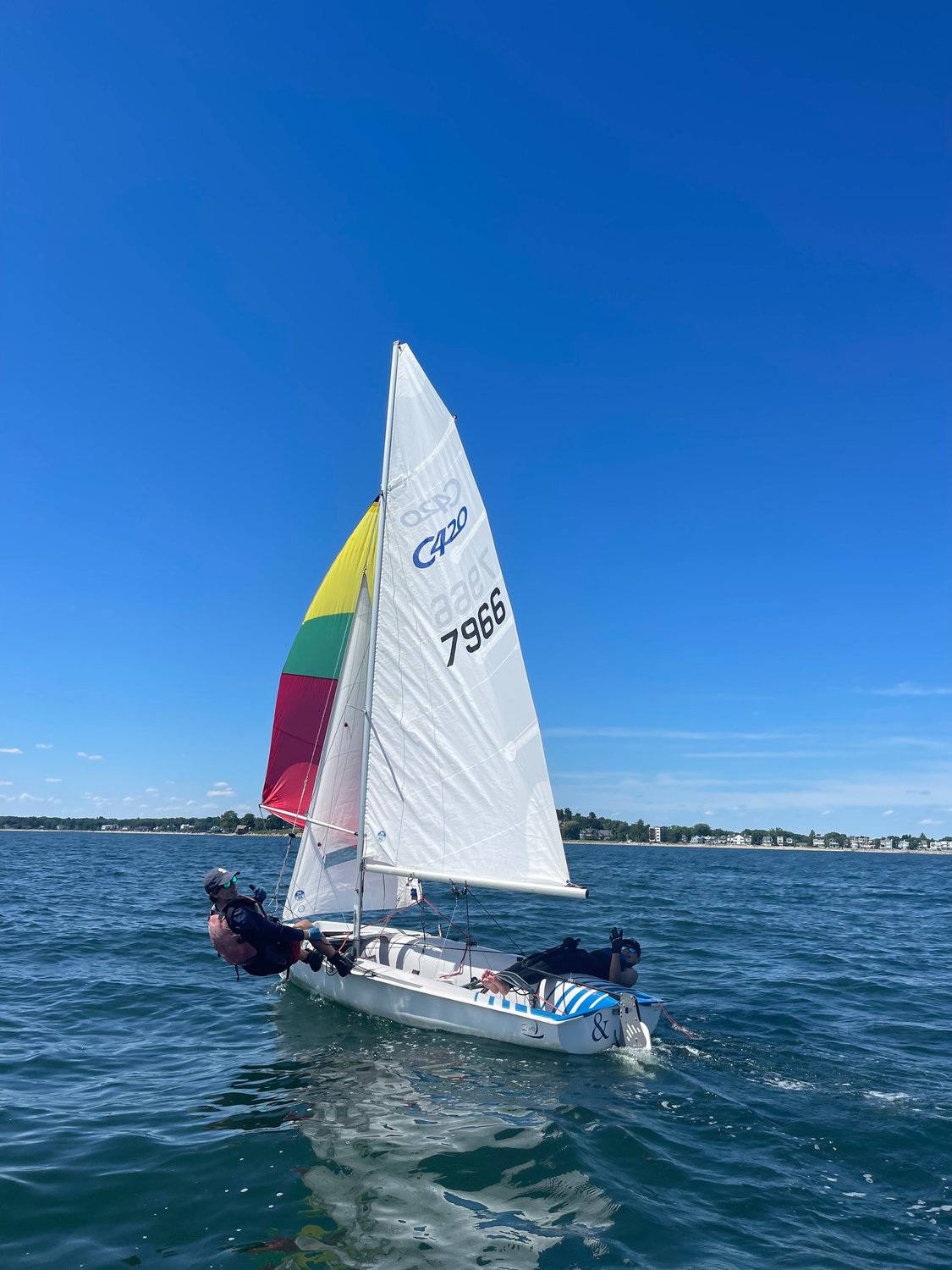 Mark Adipietro and Tucker Peters are friends who sail often in Westport, Connecticut. To improve their skills, they took an advanced sailing course at Oakcliff Sailing in Oyster Bay.