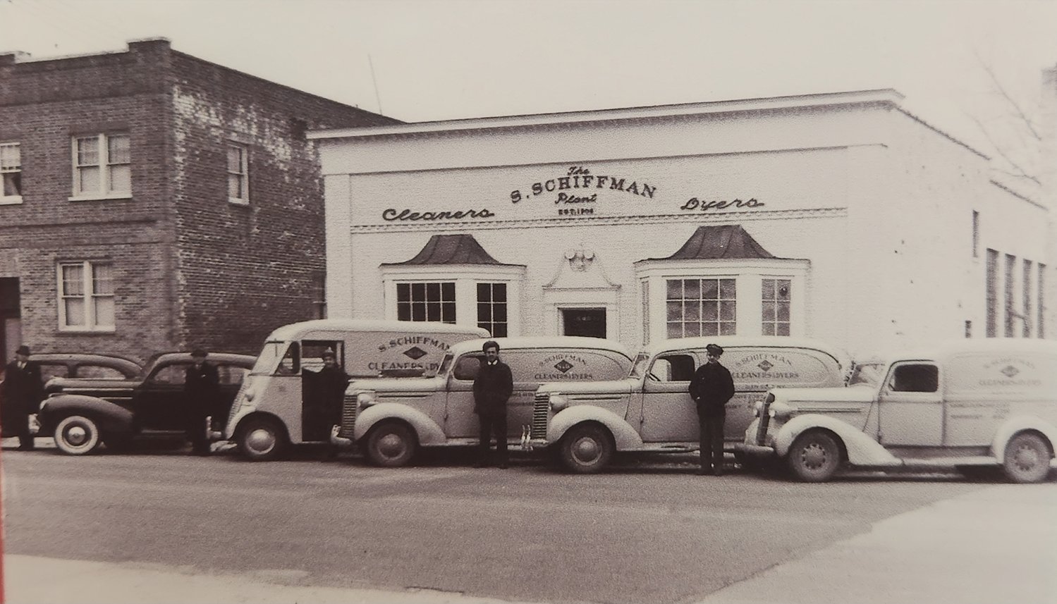 This photo from the 1940s of Schiffman’s Cleaners and Dyers, a family business on Glen Cove Avenue, is included in the exhibition at the Long Island Jewish Museum. Today the block is the site of Sorenson’s Lumber.