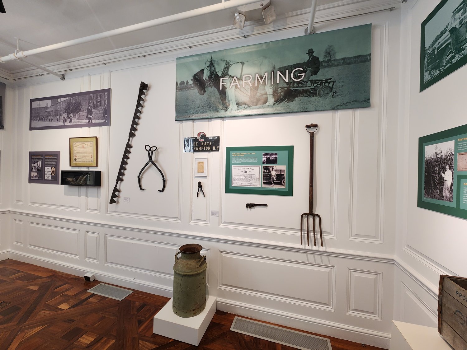 In the early 1900s, a number of Jewish farmers settled on Long Island’s East End, including cattle dealers, a duck farmer and dairy farmers. The exhibit features tools they used to maintain their farms.