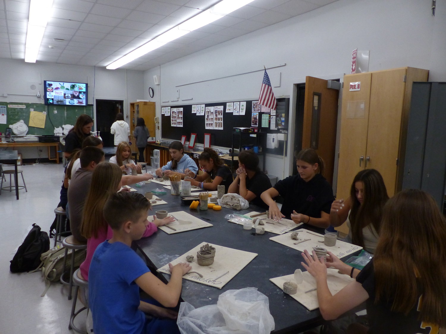 Jaclyn Gentilesco’s eighth-grade ceramics class worked on clay vessels, which were finished in the oven.
